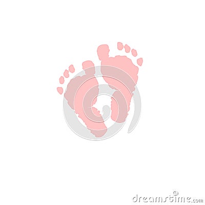 Baby foot icon vector illustration. Soft pink colored baby girl feet icon isolated Vector Illustration