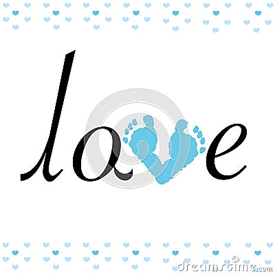 Baby foot print with love vector Vector Illustration