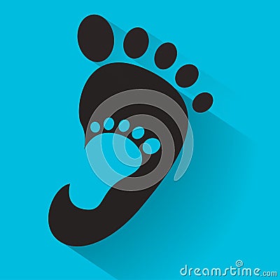 Baby footprint in adult foot icon. Kids shoes store icon. Family sign. Parent and child symbol. Adoption emblem. Charity campaign. Vector Illustration