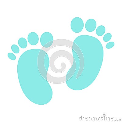 Baby footprint flat icon, foot silhouette Vector Illustration