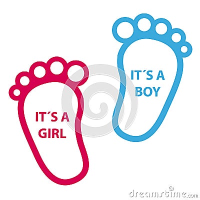 Baby Footprint Its A Girl, Its A Boy - Vector Icons Stock Photo