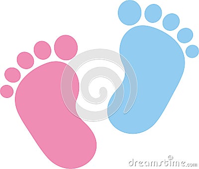 Baby footprint pink and blue Vector Illustration