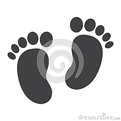 Baby footprint solid icon, foot silhouette Vector Illustration