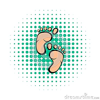Baby footprints comics icon Stock Photo