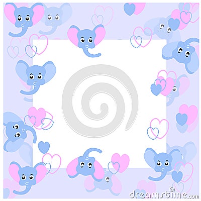 Baby frame with baby elephants Vector Illustration