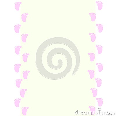 Baby frame with baby footprints pink Vector Illustration