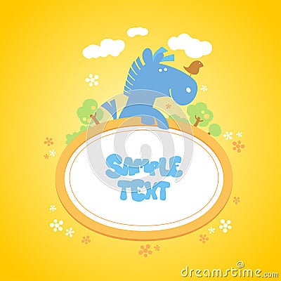 Baby frame with funny horse. Vector Illustration