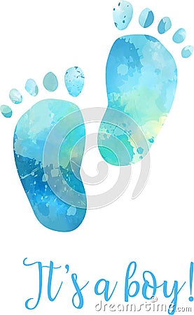 Baby gender reveal footprints Vector Illustration