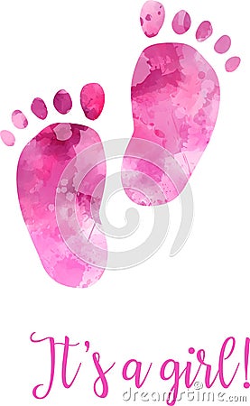 Baby gender reveal footprints Vector Illustration