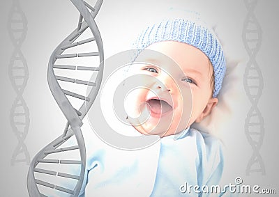 Baby with genetic DNA Stock Photo