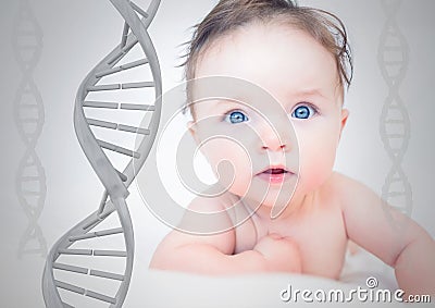 Baby with genetic DNA Stock Photo