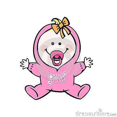 Baby girl Cartoon Illustration