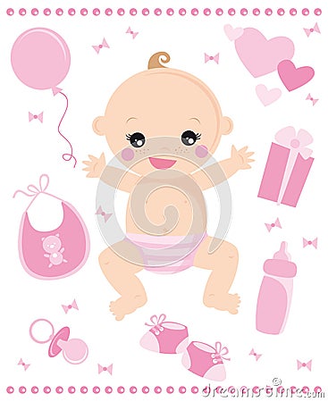 Baby girl Vector Illustration