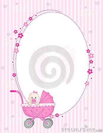 Baby girl arrival card Vector Illustration