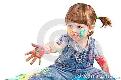 Baby girl artist Stock Photo