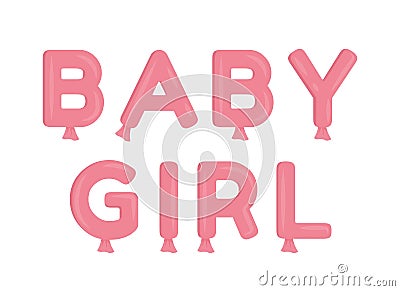 Baby girl balloons text semi flat color vector object Vector Illustration