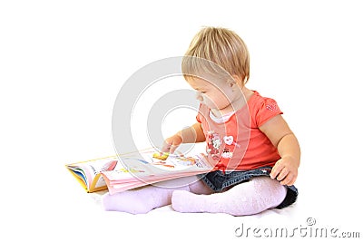Baby girl with book Stock Photo