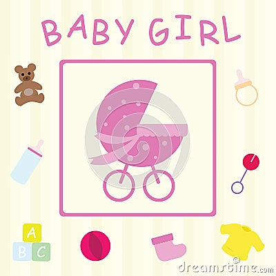 Baby girl card Vector Illustration