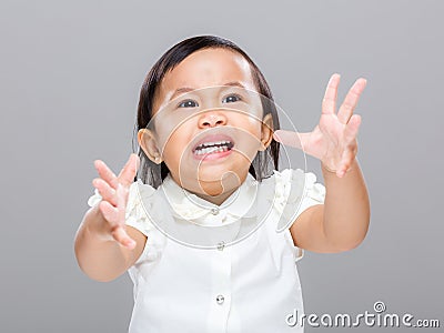 Baby girl with emotional temper Stock Photo