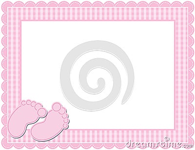 Baby Girl Gingham Frame Vector Illustration