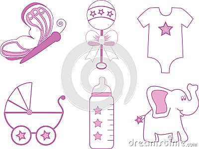 Baby Girl Items Stock Photo