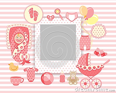 Baby Girl Set Vector Illustration