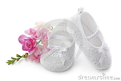 Baby girl shoes Stock Photo