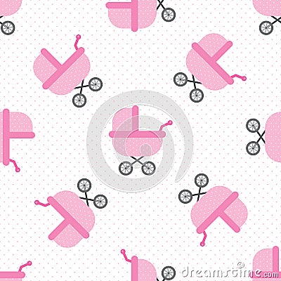 Baby girl shower seamless Vector Illustration