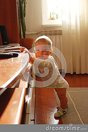 Baby girl standing Stock Photo