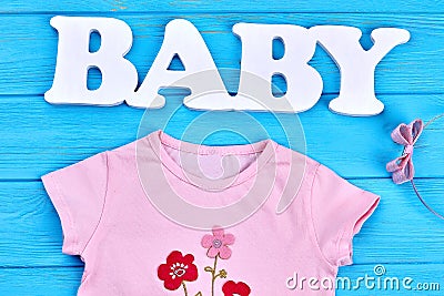 Baby girl summer fashion background. Stock Photo