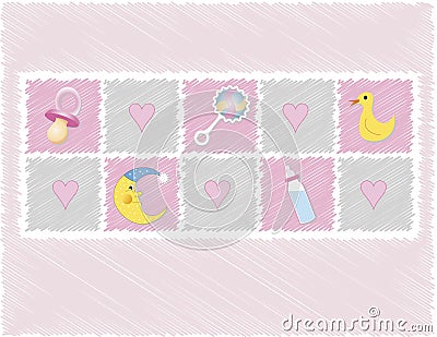 Baby girl toys Vector Illustration