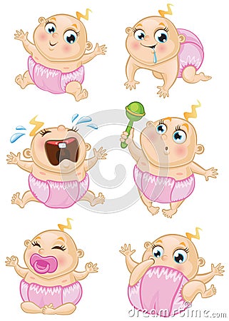 Baby girl vector set Vector Illustration