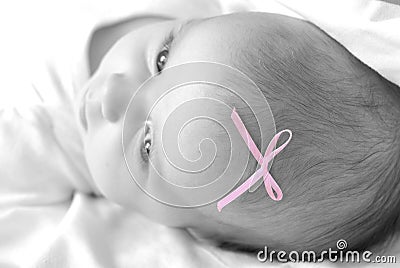 Baby Girl on White Blanket Stock Photo