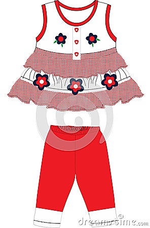 baby girls frocks flower print vector art Vector Illustration