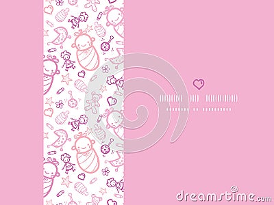 Baby girls horizontal frame seamless pattern background Vector Illustration