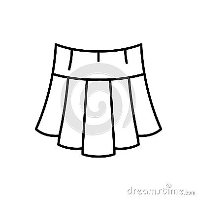 Baby girls skirt outline vector icon. EPS 10...... With folds... Kids Fashion... Knit skirt symbol. Newborn wear sign. Vector Illustration