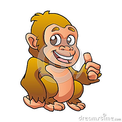 Baby gorilla cartoon illustration Vector Illustration