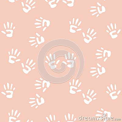 Baby handprints seamless vector pattern for girls. Vector Illustration