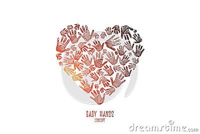 Baby hands concept. Hand drawn vector. Vector Illustration