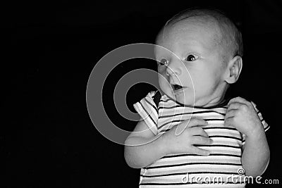 Baby Hayden On Black - Three Weeks Old Stock Photo
