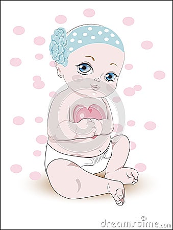 Baby with heart Vector Illustration