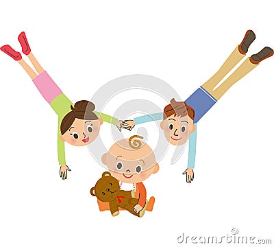 Baby and her husband and wife Vector Illustration