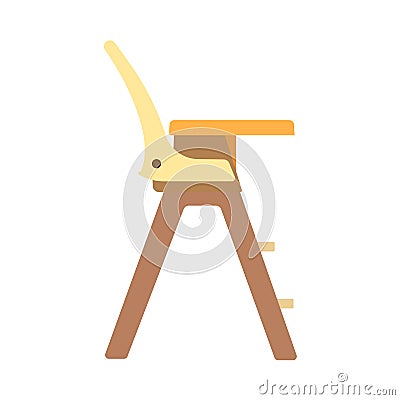 Baby high chair design kid silhouette interior vector icon. Food eat stool flat equipment furniture. Seat toddler infant Vector Illustration