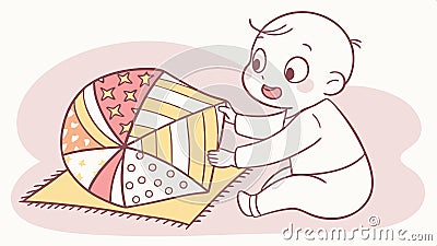 Baby holding number block, early math, learning toy vector design Generative AI Vector Illustration