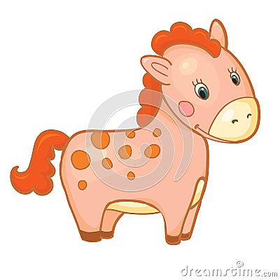Baby horse cartoon smile isolated simple vector Vector Illustration