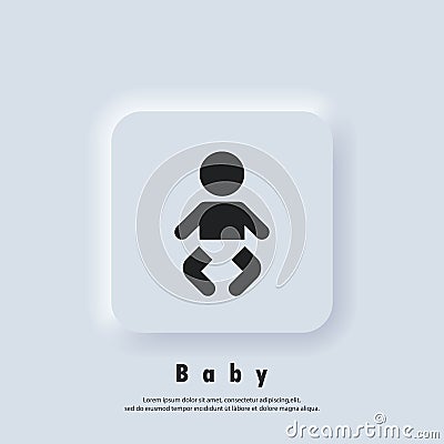 Baby icon. Child diaper wearing. Vector EPS 10. UI icon. Neumorphic UI UX white user interface web button. Neumorphism Vector Illustration