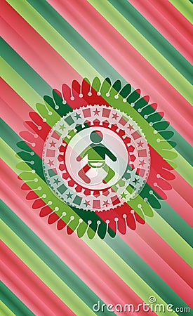 Baby icon inside christmas colors emblem Vector Illustration