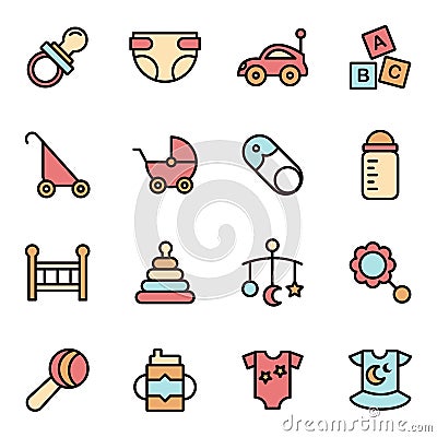 Baby Icons Minimalistic Flat Line Icon Vector Illustration