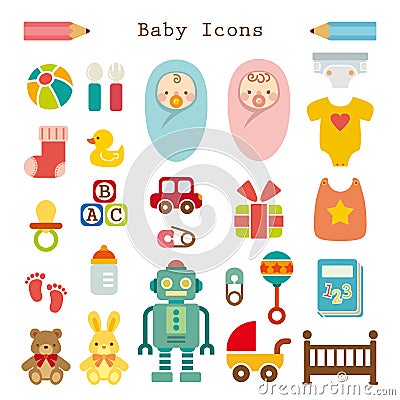 Baby icons set Vector Illustration