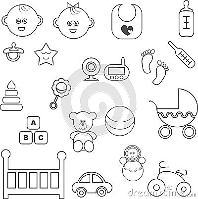 Baby icons set Stock Photo